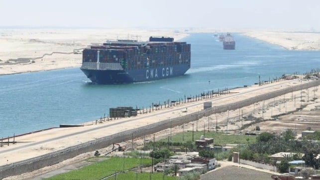 CMA CGM Osiris was the first larger containership to transit the Suez since March 2024 (SCA)