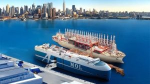 Concept to repurpose car carriers to host floating data centers powered by floating power generation (MOL)